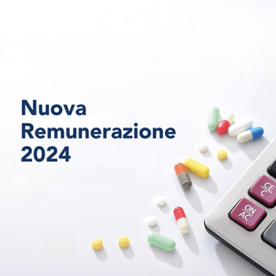 Calcolatrice e pillole con testo 'Nuova Remunerazione 2024'